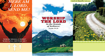 Collage of weekly church bulletins